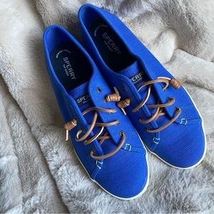 NWOT SPERRY TOP SIDER Crest Vibe Canvas Sneakers LEATHER laces Women’s Size 10